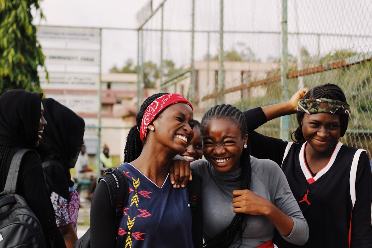 Young women together outside